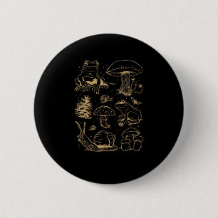 Frogs And Mushrooms Vintage Sketch – Aesthetic Gob 2 Inch Round Button
