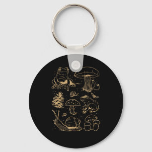 Frogs And Mushrooms Vintage Sketch – Aesthetic Gob Keychain