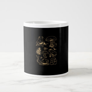 Frogs And Mushrooms Vintage Sketch – Aesthetic Gob Large Coffee Mug
