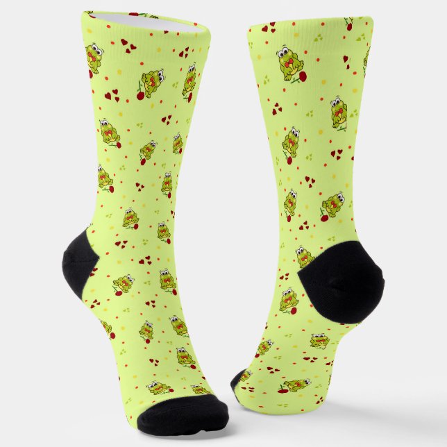 Frogs and roses socks (Angled)