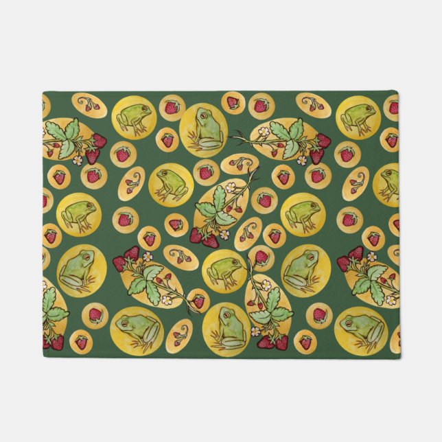 Frogs and Strawberries                             Doormat (Front)