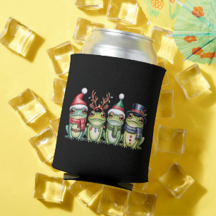 Frogs Christmas Frog Lover Cute Santa Animals Can Cooler