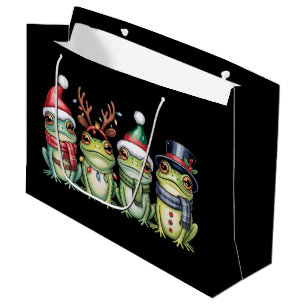 Frogs Christmas Frog Lover Cute Santa Animals Large Gift Bag