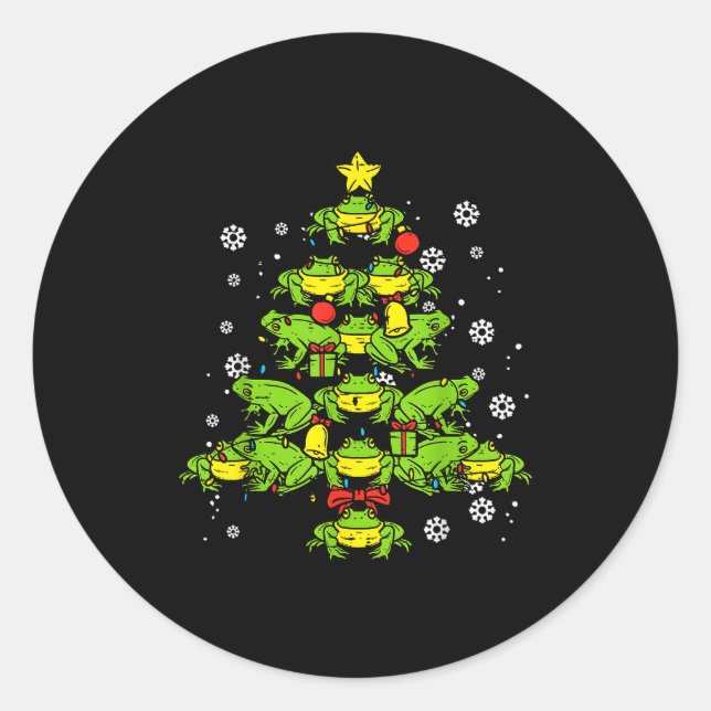 Frogs Christmas Tree Animal Xmas Women Men Kids  Classic Round Sticker (Front)