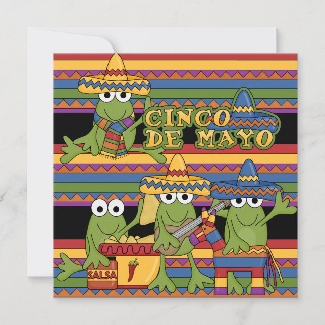 Frogs Cinco de Mayo Custom  Birthday Invitations (Front)