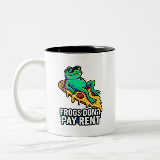 “Frogs Don’t Pay Rent – Weird Aesthetic Space Mug” Two-Tone Coffee Mug
