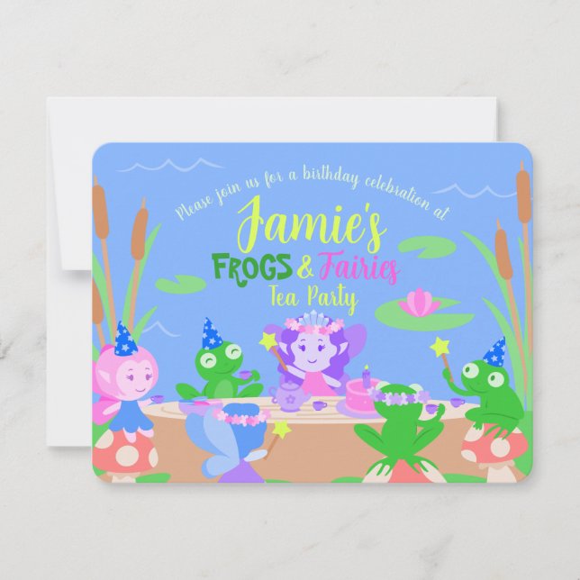 Frogs & Fairies Tea Party Birthday Invitation (Front)