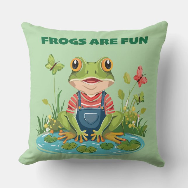 frogs fun throw pillow (Front)