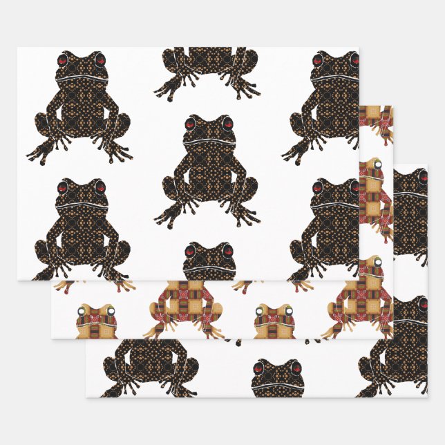 Frogs Galor Wrapping Paper Flat Sheet Set of 3 (Set)