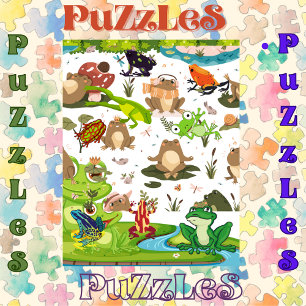 Frogs Galore in Pond Jigsaw Puzzle