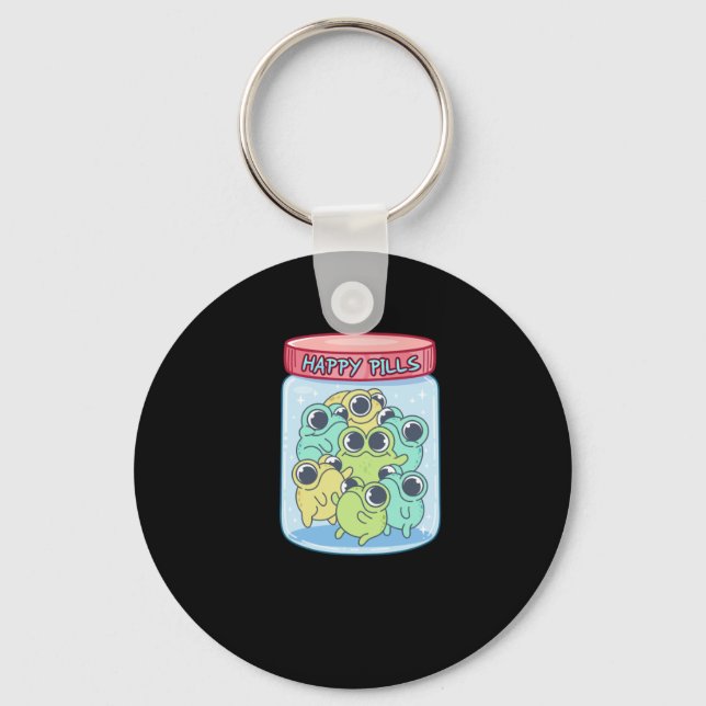 Frogs Happy Pills Sticker  Keychain (Front)