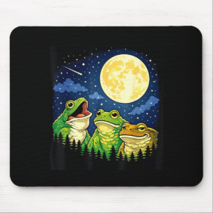 Frogs howling moon meme mountains pines nature mouse pad