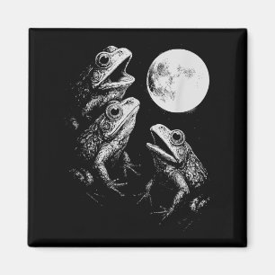 Frogs Howling To Moon, Retro Funny Frog, Weird Mys Magnet