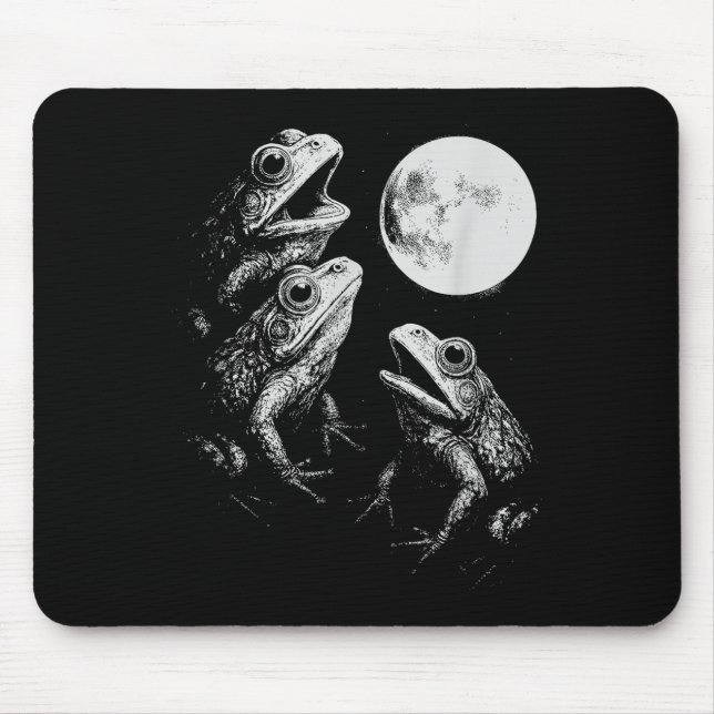 Frogs Howling To Moon, Retro Funny Frog, Weird Mys Mouse Pad (Front)