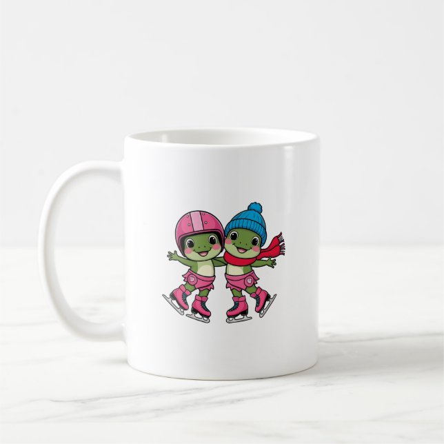 Frogs Ice Skating Coffee Mug (Left)