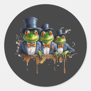 Frogs in Elegance Classic Round Sticker