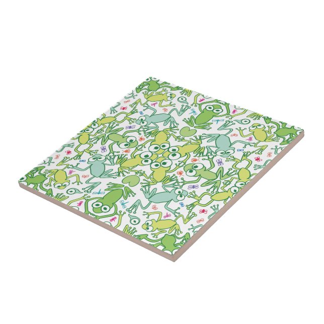 Frogs in every corner of this slimy pattern design tile (Side)