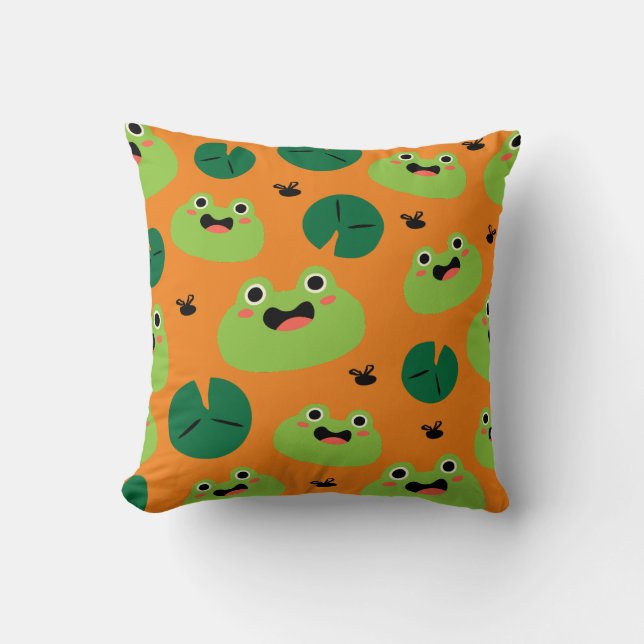 Frogs & Lily Pads Cushion (Front)