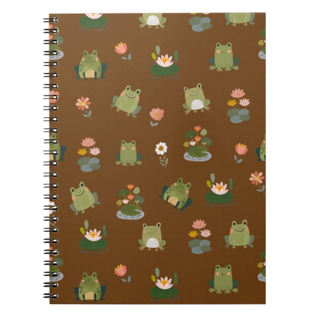Frogs & Lily Pads on Brown Notebook (Front)