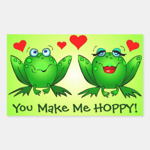 Frogs Love Hearts You Make Me Hoppy Green Sticker