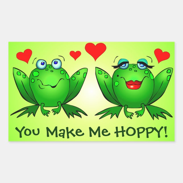 Frogs Love Hearts You Make Me Hoppy Green Sticker