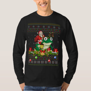 Frogs Lover Xmas Ugly Santa Riding Frog Christmas T-Shirt