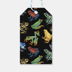 Frogs on black gift tags