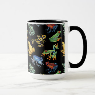 Frogs on black mug