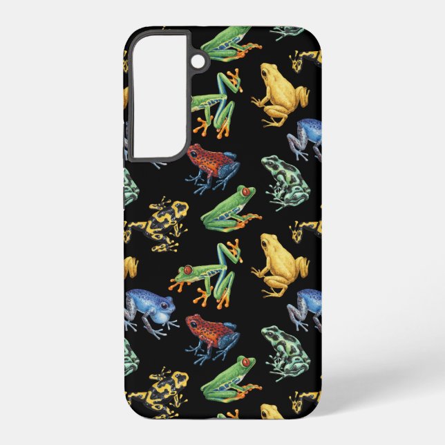 Frogs on black samsung galaxy s22+ case (Back)