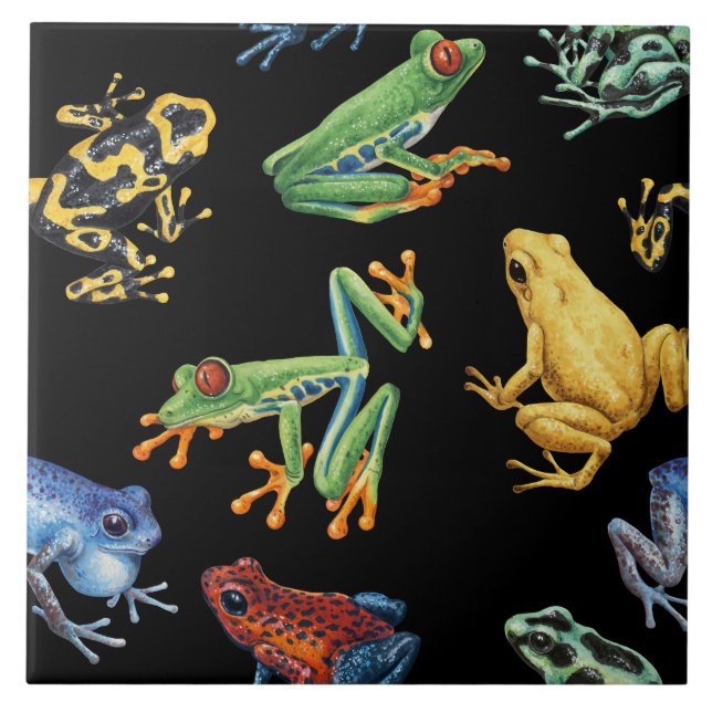 Frogs on black tile (Front)