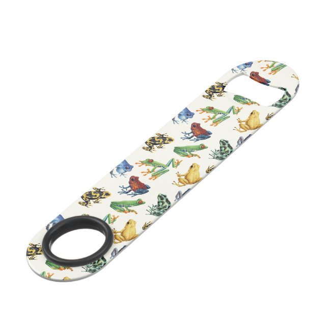 Frogs on natural white bar key (Front Angled)