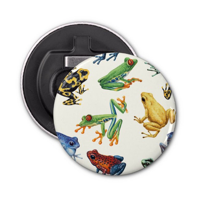 Frogs on natural white bottle opener (Front)