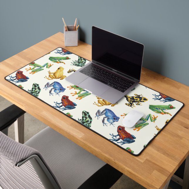 Frogs on natural white desk mat (Office 2)