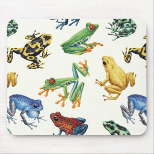 Frogs on natural white mouse pad