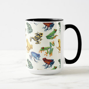 Frogs on natural white mug