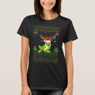 Frogs Reindeer Santa Hat Matching Ugly Frog Christ T-Shirt
