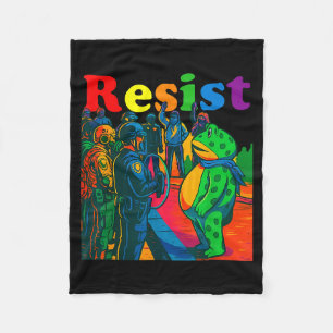 Frogs Resist Portland Frog Protest Vintage Activis Fleece Blanket