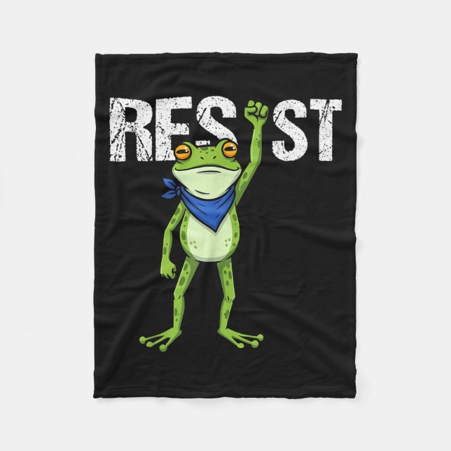 Frogs Resist - Rtland Frog Protest Funny  Fleece Blanket (Front)