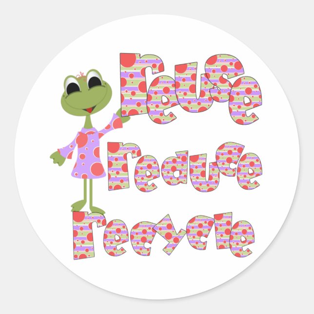 Frogs Reuse Reduce Recycle Classic Round Sticker (Front)
