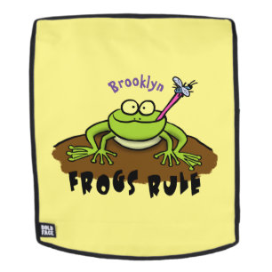 Frogs rule funny green frog cartoon backpack