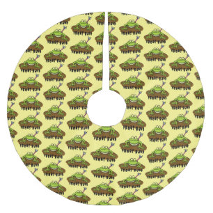 Frogs rule funny green frog cartoon brushed polyester tree skirt
