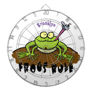 Frogs rule funny green frog cartoon dartboard