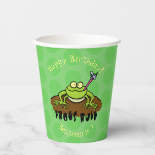 Frogs rule funny green frog cartoon paper cups