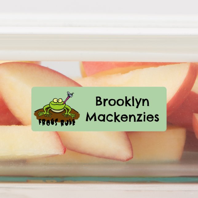 Frogs rule funny green frog cartoon personalized (Affixed)