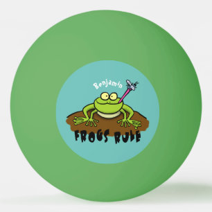 Frogs rule funny green frog cartoon ping pong ball