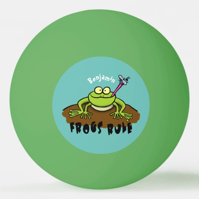 Frogs rule funny green frog cartoon ping pong ball (Front)
