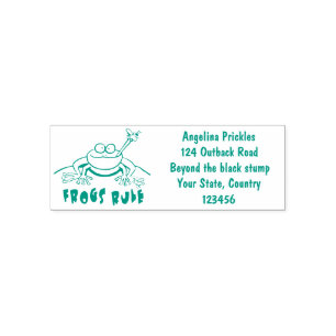 Frogs rule funny green frog cartoon self-inking stamp