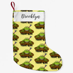 Frogs rule funny green frog cartoon small christmas stocking