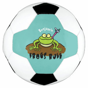 Frogs rule funny green frog cartoon soccer ball