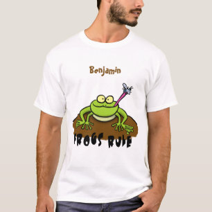 Frogs rule funny green frog cartoon T-Shirt